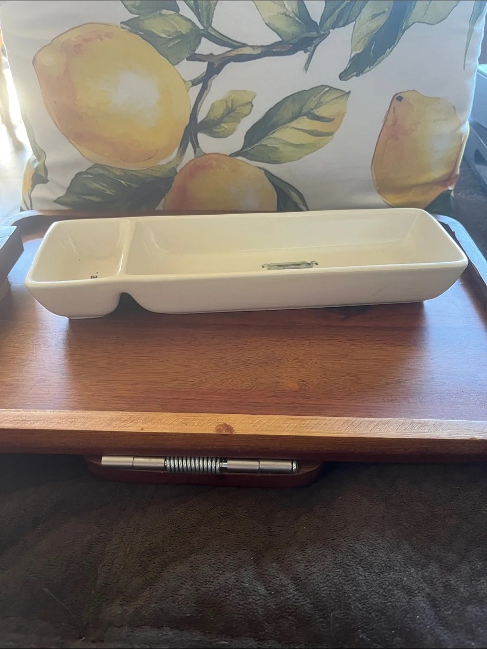 Rae Dunn White Ceramic 'WRITE' Vanity Tray with Typewriter Motif